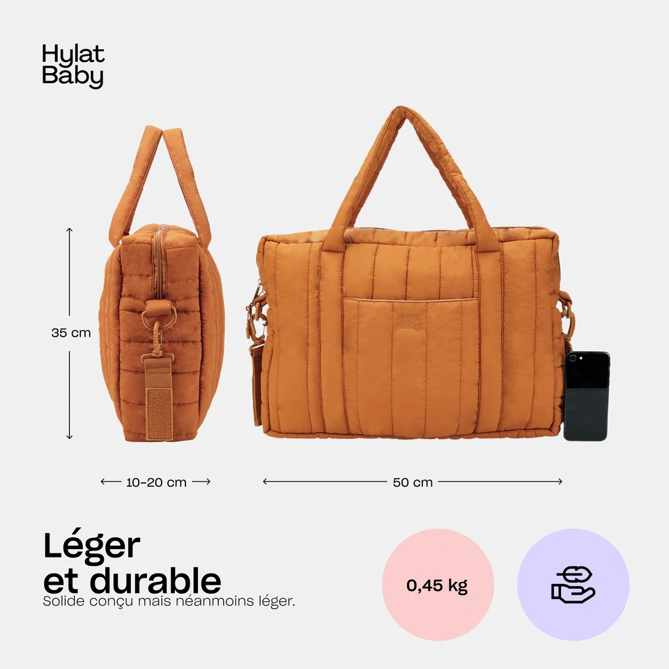 Hylat Baby Sac à langer avec matelas à langer et sac en toile - Marron - Photo 2/4