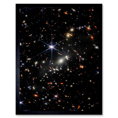 NASA James Webb Space Telescope Deep Field Stars Galaxies Photo Framed Art 9X7''