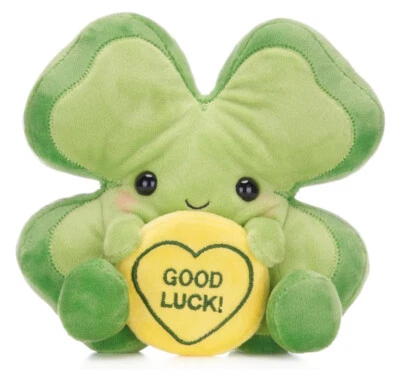 BRAND NEW 6" OFFICIAL SWIZZELS LOVE HEARTS GOOD LUCK FOUR LEAFED CLOVER SOFT TOY