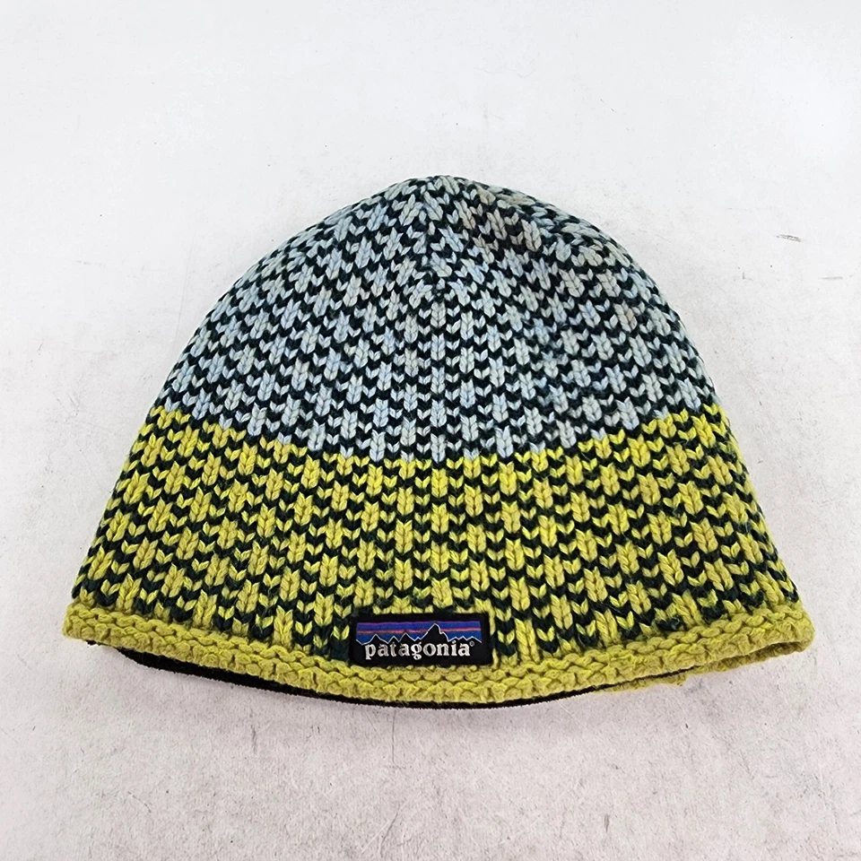 Patagonia Niño Verde y Azul Sombrero Juvenil Invierno Gorro Foto 3 de 4