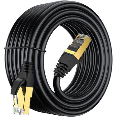 Long Hi-Speed Cat 8 Ethernet Flat LAN Cable for Switch/Router/Modem/PS3-PS4 Pro