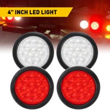 4 Led Round Stop Turn Tail Backup Reverse Truck Trailer Lights 4 Red 2 White