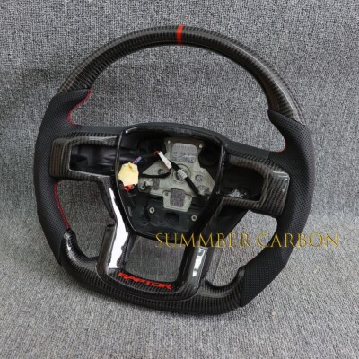 Real Carbon Fiber Steering Wheel Fit Ford F150 Raptor w/Heated w/Trim 15-20