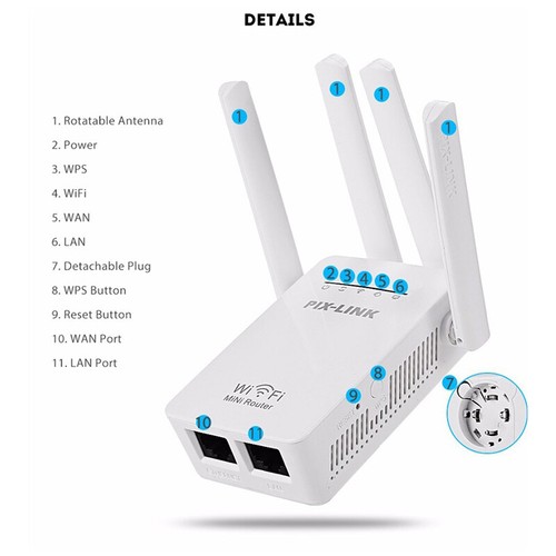 PIX-LINK WR09Q Wireless WiFi Repeater Router 300Mbps Network Signal Booster - 第 3/20 張圖片