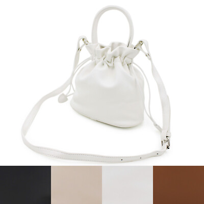 Premium Soft Vegan Leather Top Handle Bucket Bag Handbag Shoulder Crossbody