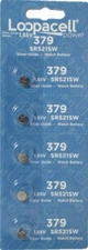 5 Loopacell 379 Button Cell Silver Oxide SR521SW Watch Batteries