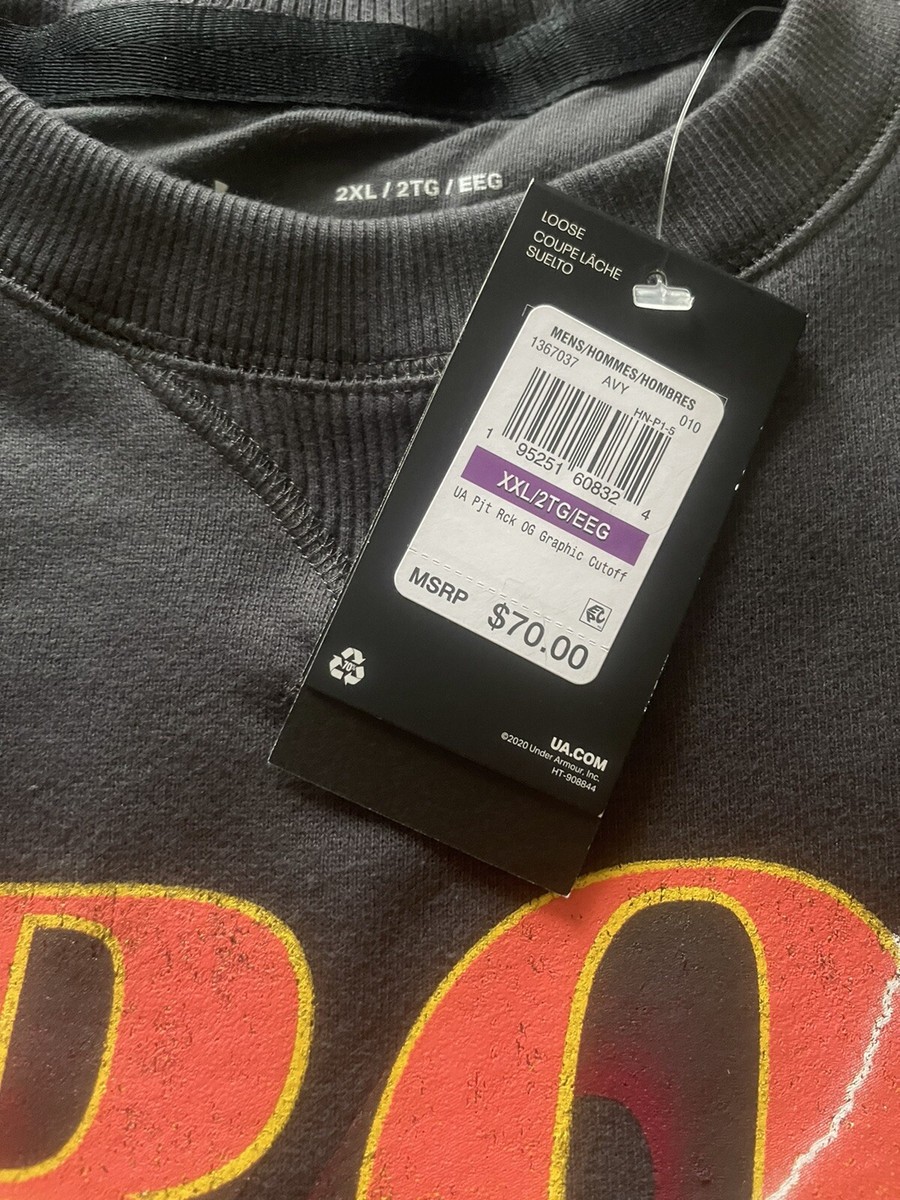 UNDER ARMOUR PROJECT ROCK OG EAGLE GRAPHIC CUT OFF FLEECE GRAY UA