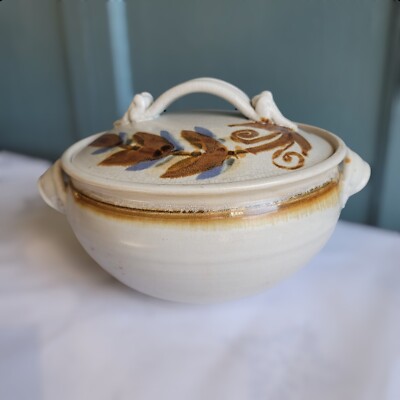 Clay Asian Japanese Rice Steamer Pot Pottery Hand Painted With Lid