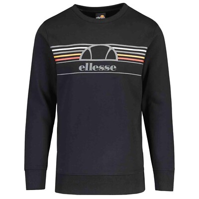 Ellesse Herren Sweatshirt Winter Retro Logo 80s Schwarz Medium Lenta Rundhals