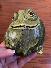 Artist Hand Painted Sea Shell Smiling Frog  ~4.5x4.5”