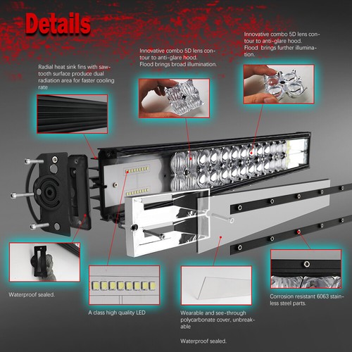 42'' Led Light Bar Combo For Kubota RTV-X1100C X1120_D X1140 X900 XG850 400Ci - Picture 6 of 9