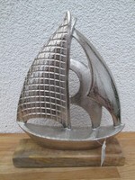 Segelboot Alu Mangoholz Silber, Braun (B/H/T) 21X26,5X5,2Cm Deko Wohnen