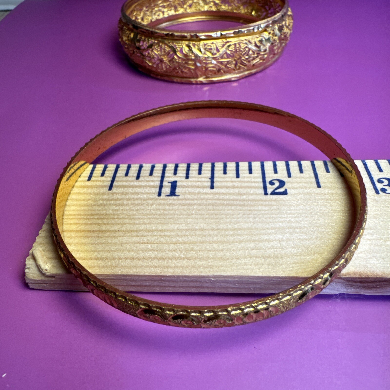 Three Gold Plated Bangle Bracelets Bojo India Style Set Of 3