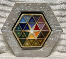 Pewabic Custom Framed Reclaimed Wood Hexagonal Pride Decorative Tile