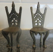 Pair of Vintage Small Brass Little Chairs