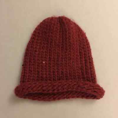 Hand knit deep red winter hat NWOT | eBay