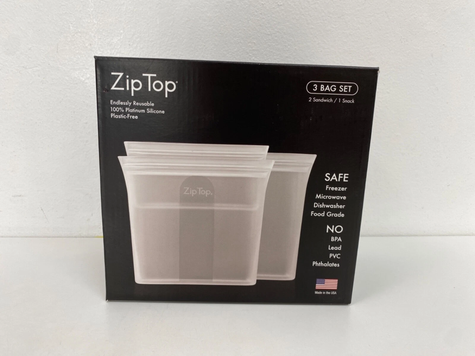 Zip Top 3 Bag set Reusable 100% Platinum Silicone Food Containers CLEAR
Opens in a new window or tab