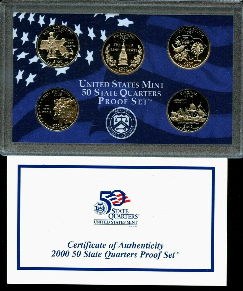 2000-S US Proof State Quarter Mint Set 5 Coins CN CLAD 20sow0912 - Image 3 of 4