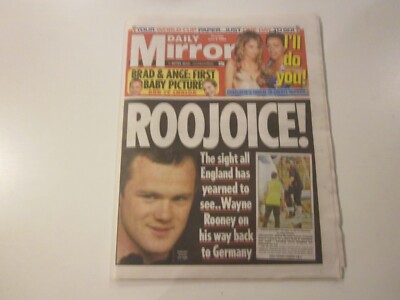 8. Juni 2006, DAILY MIRROR, Wayne Rooney, Sinitta, Petra Nencova, Michael Spink