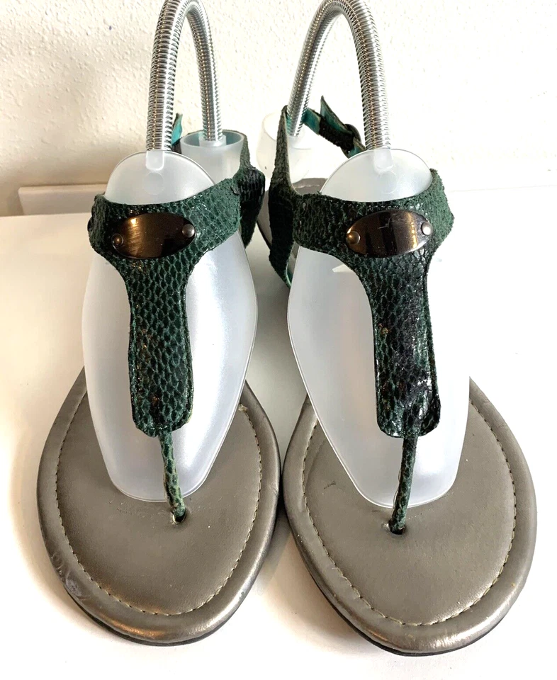 Sandalias Tanga Vintage Estampado Animal Cuña Mujer 8 Imitación Cuero Aqua Mármol Años 90 Foto 2 de 4