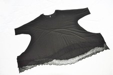 Lagenlook Bogen-WELLE BIG-LONG-Tunika Jersey + MESH   schwarz XXL,XXXL,XXXXL