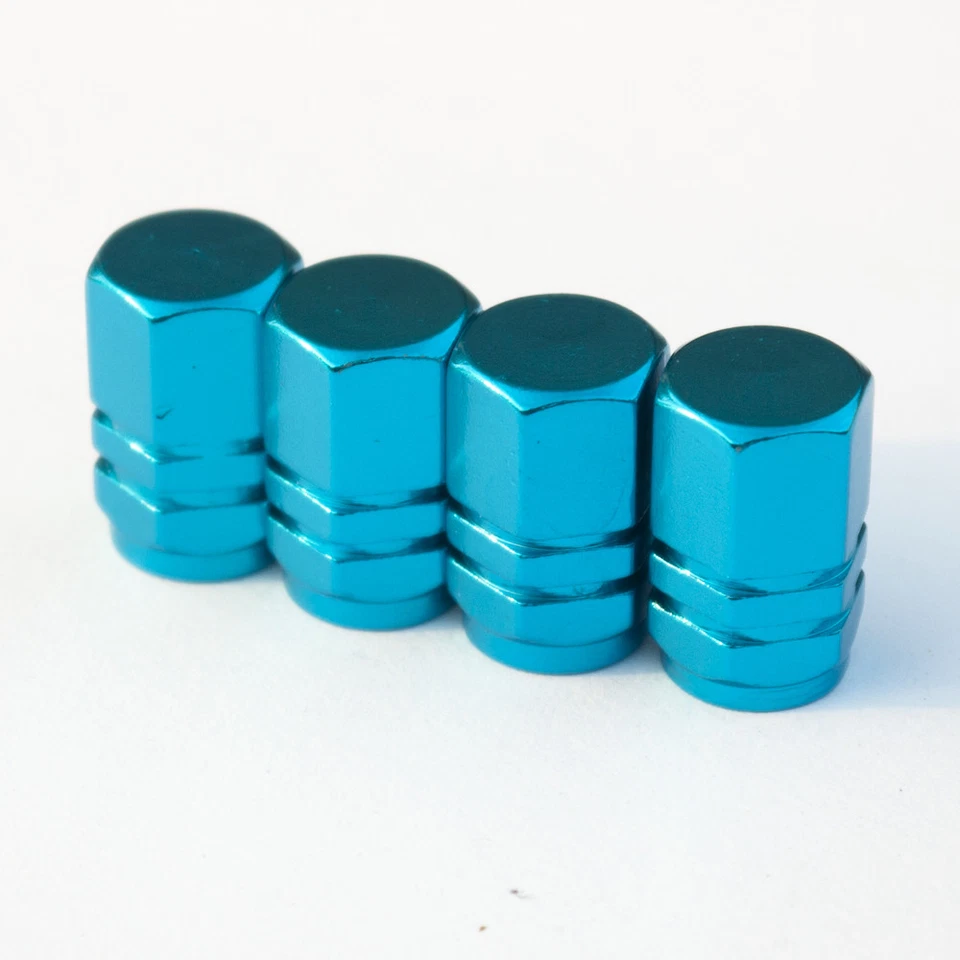 Juego de 4 cubiertas de vástago de válvula de sello de anillo de goma azul cielo con forma hexagonal para todas las llantas Foto 4 de 4