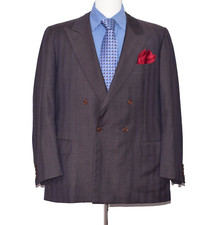 Brioni Striped Double Breast Men's Sport Coat Jacket Blazer Size 44-R Peak Lapel
