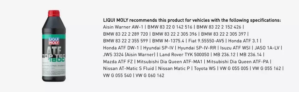 8 Liters ZF Automatic Transmission Fluid LIQUI MOLY ATF Top
