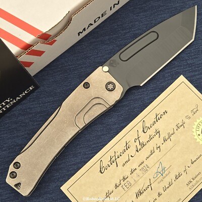Medford Slim Midi LEFT-HANDED CPM-S45VN DLC Tanto Blade Tumbled Titanium Handles
