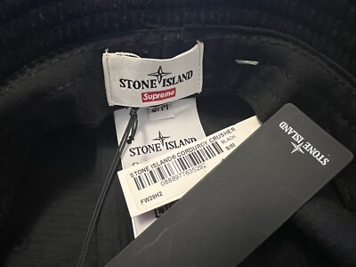 Supreme X Stone Island Corduroy Bucket Crusher Hat Black S M FW20
