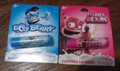 NEW LOT of 2 BOOBERRY & FRANKENBERRY CEREAL flavored lip balms chapstick