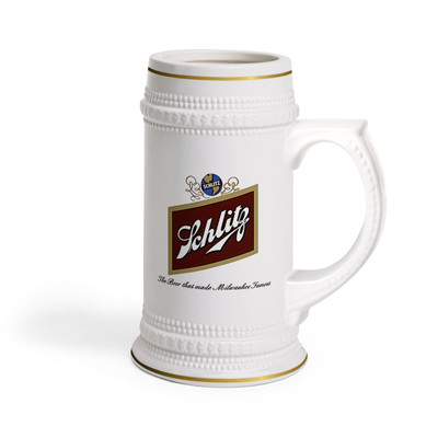 Vintage Schlitz Beer Stein Mug - White Ceramic 22oz