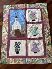 Handmade Sunbonnet Sue Lap Baby Crib Quilt 35 X 45 Vintage