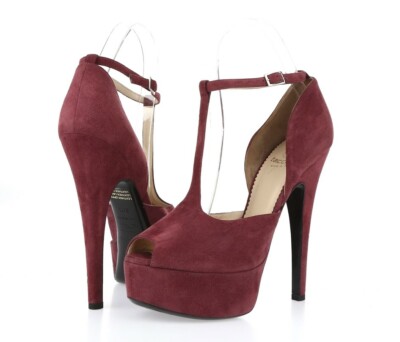 burgundy platform heels
