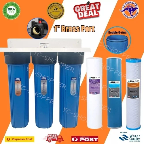 20" x 4.5" Big Blue Triple 3 stages Whole House Water Filter System Rain Tank