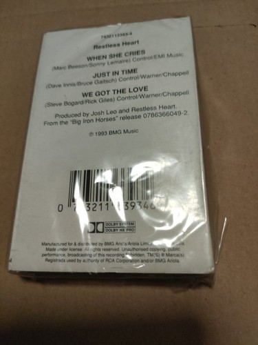 Restless Heart- When She Cries(Cassingle) - Picture 2 of 3