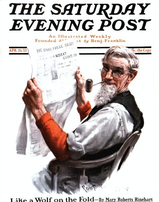 Saturday Evening Post 1913 Cover  Reproduction Giclee Print Reading the Paper