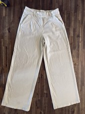 America Eagle Women’s Cream Wide Leg Pants Size 4 Elastic Waist Pockets Stretch
