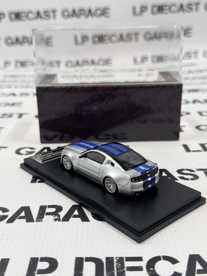 DCM Models 2014 Ford Mustang Silver w/ Blue Stripes 1:64 Diecast