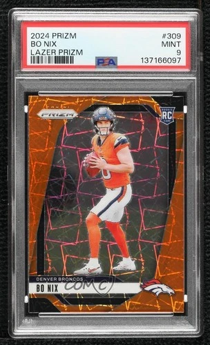 2024 Panini Prizm Rookies Lazer Prizm Bo Nix #309 PSA 9 MINT Rookie RC