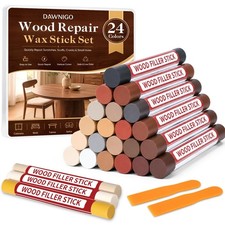 24 Colors Wood Filler Sticks Furniture Floor Scratch Repair Wax Crayons w/ Brush
