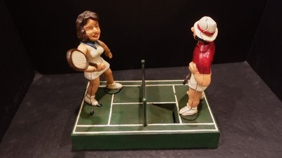 VINTAGE NOVELTY CAST IRON MECHANICAL BANK - ''BATTLE OF THE SEXES'' by JOHN WRIGHT
