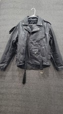 Diamond Plate Jacket Mens XL Black Buffalo Leather Motorcycle Biker Zip Lined