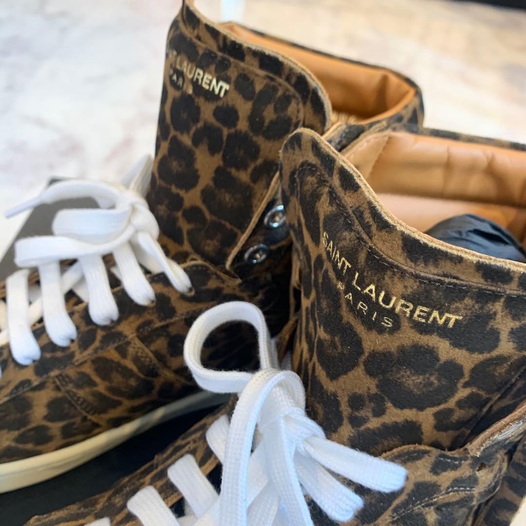 Men 8.0US Saint Laurent Paris Leopard High Cut Sneakers 40 Half thumbnail 4