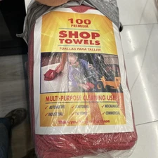 Red Shop Towels 12x14 Inches Cotton Blend Reusable Washable