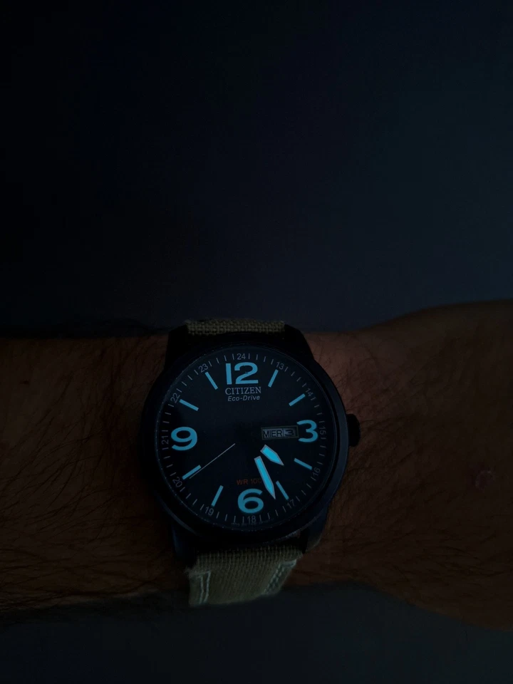 Citizen Eco-Drive WR100 Solar Watch 42mm │ Original Canvas Strap - Imagen 3 de 4