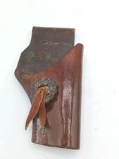 Vintage Brown Leather Small Revolver Holster Western Concho Tie 7.5