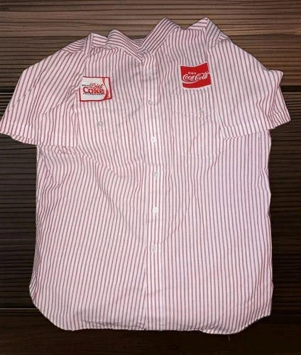 VINTAGE Diet Coke Coca Cola Shirt Size Large Delivery Employee Uniform Unitog