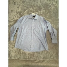 CHAPS Mens Light Blue Stripe Comfort Stretch Dress Shirt Size 18 34 35