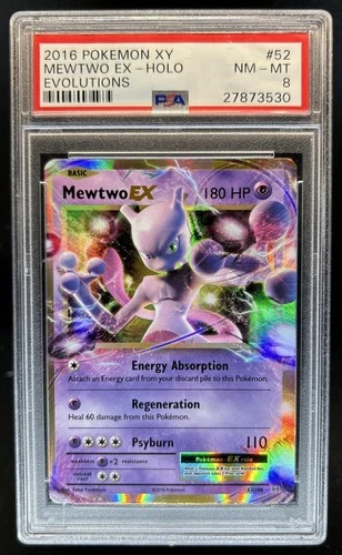 2016 Pokemon XY Evolutions Mewtwo EX Holo #52/108 PSA 8